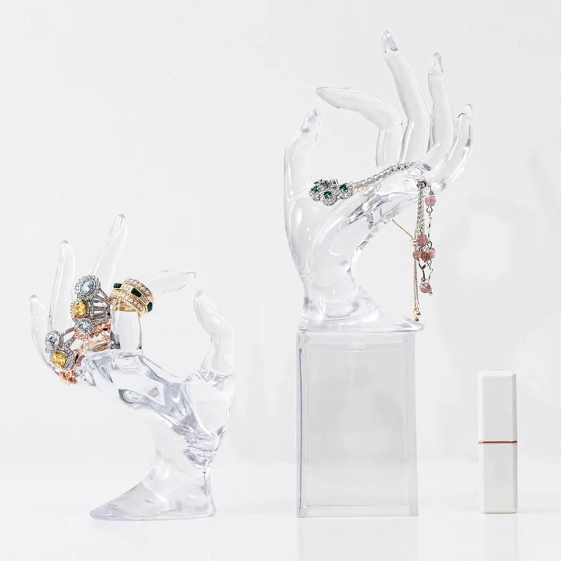 Transparentes OK Schmuckgestell Haushalt Kreatives Ring Ohrring Aufbewahrungsgestell Handornamente Hängende Halskette Armband Ausstellungsregal