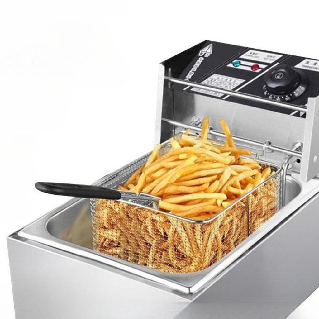 Electric Deep Fryer Stainless Steel Easy to Clean Kitchen Oil with 1 Basket