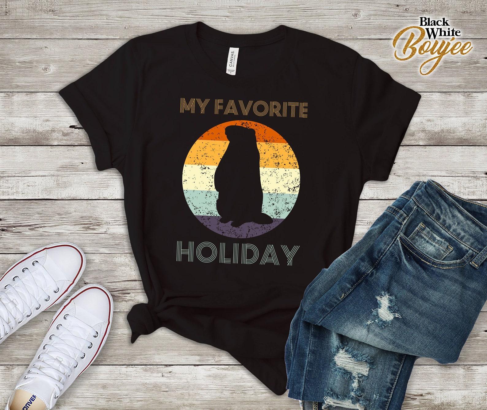 My Favorite Holiday is Groundhog Day T-Shirt, Meteorology Shirt, Vintage February Groundhog Holiday Outfit, Retro Design M