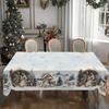 Christmas Tablecloth Winter Snowman Xmas Tree Wreath Design Rectangle Tablecloths Washable Fabric Table Cover