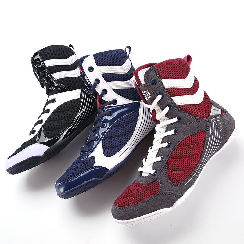 High Quality Men Women Sneakers Professional Sanda Boxing Training Shoes Lightweight High Top Professional Wrestling Combat Shoe