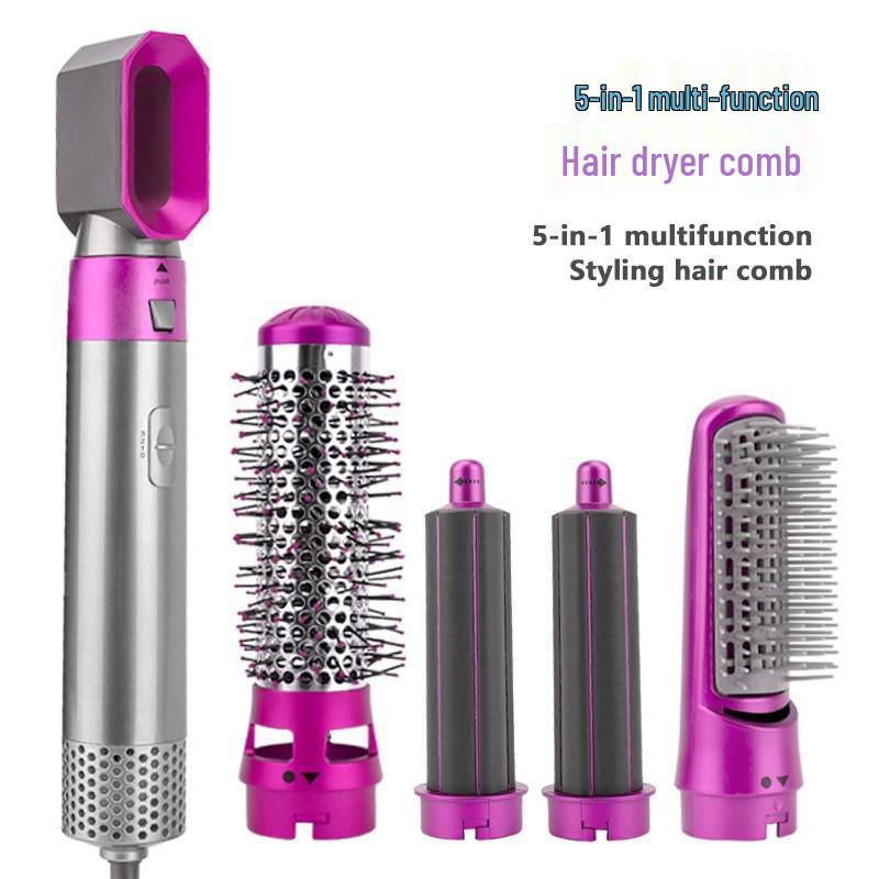 Five-in-One Brushless Negative Ion Hair Dryer & Styler: Comb, Straightener, Curler, Blow Comb