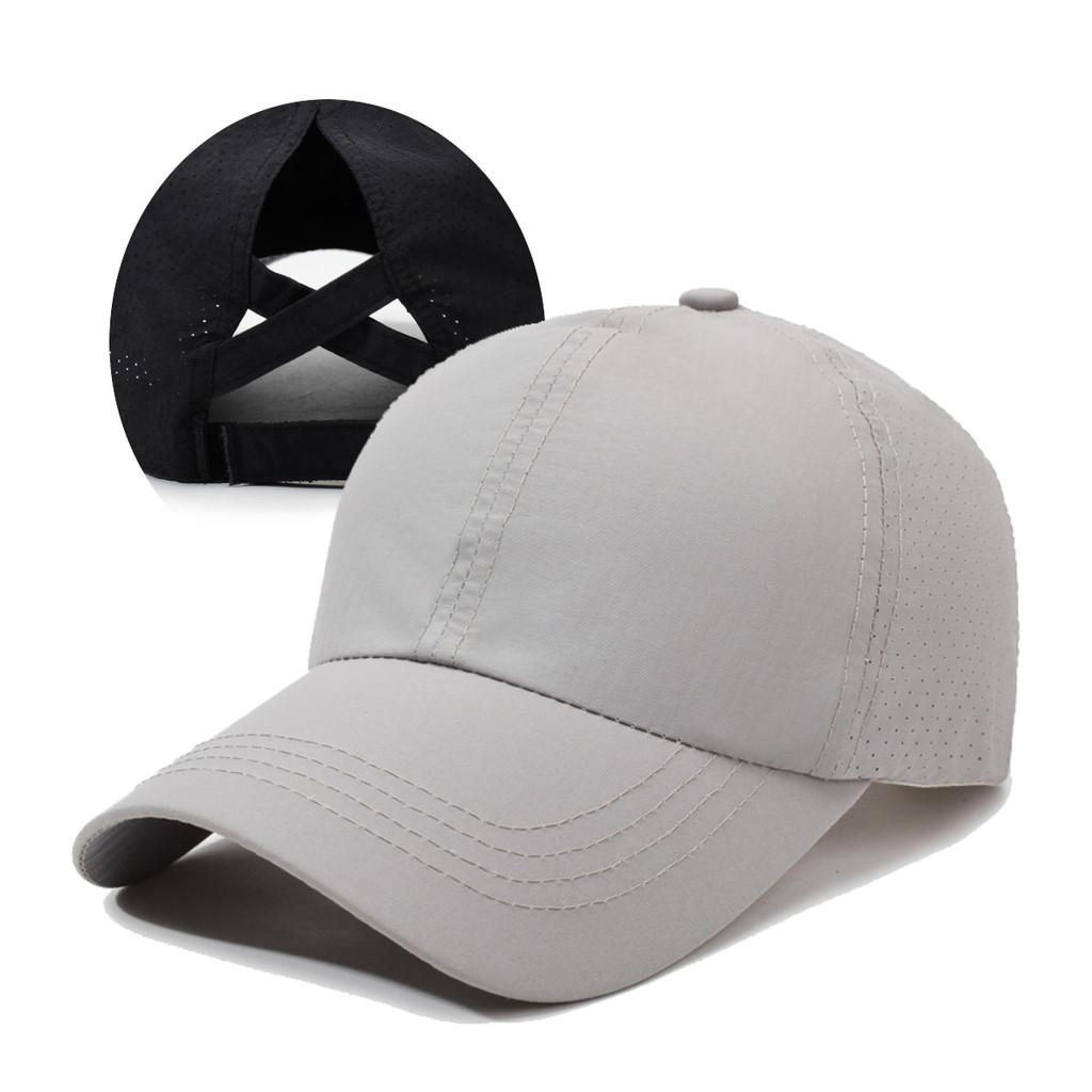 Summer Cap Baseball With Breathable Mesh Cross Design And Solid Color For Daily