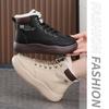Winter Dicksohlige Hohe Warme Damenstiefel Dickes Plüsch Khaki Schneestiefel Outdoor Anti-Rutsch und Verschleißfeste Knöchelhohe Stiefel