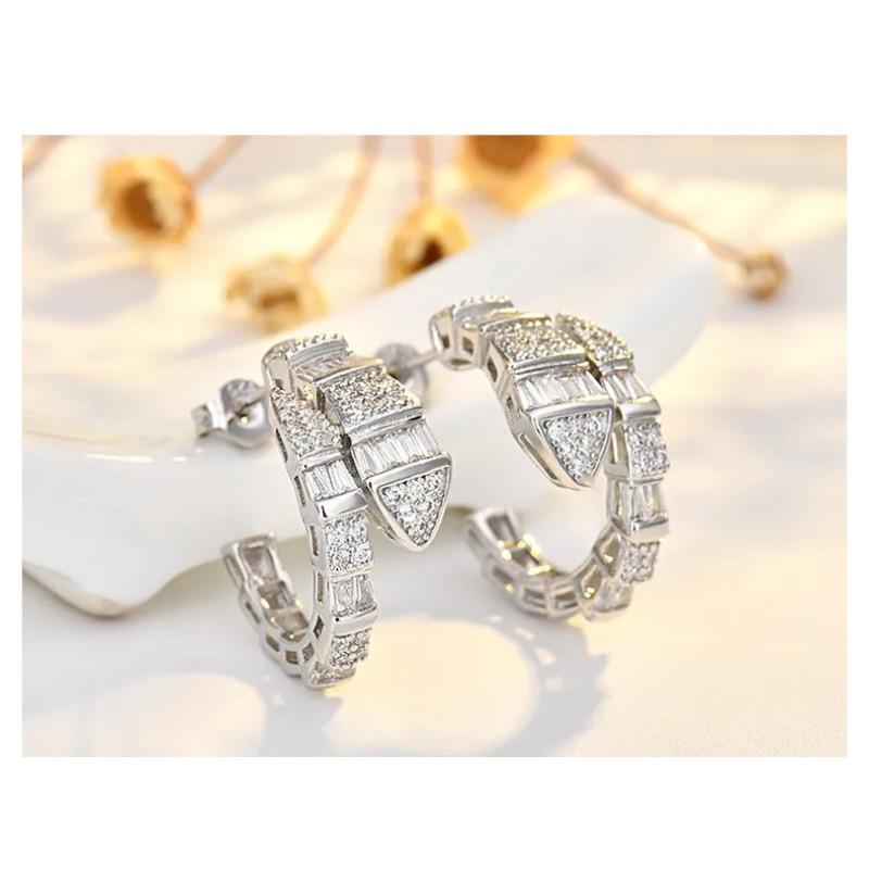 Snake Shape Zircon Stud Earrings Personalized Niche Luxury Jewelry For Women