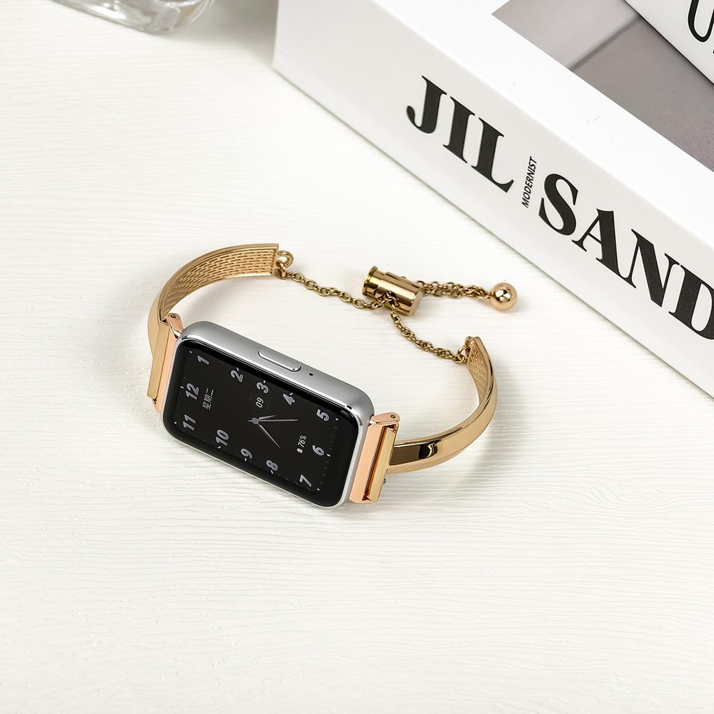 Pulseira Fashion Para Samsung Galaxy Fit 3 Feminina de metal Aço Inoxidável Acessórios para Smartwatch Pulseira Para Galaxy Watch Fit 3 Pulseira