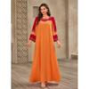 Cross-Border Women clothes Dubai Moroccan Robe Middle East Hot Drilling round Neck Loose Contrast Color Plus size dresses Dress