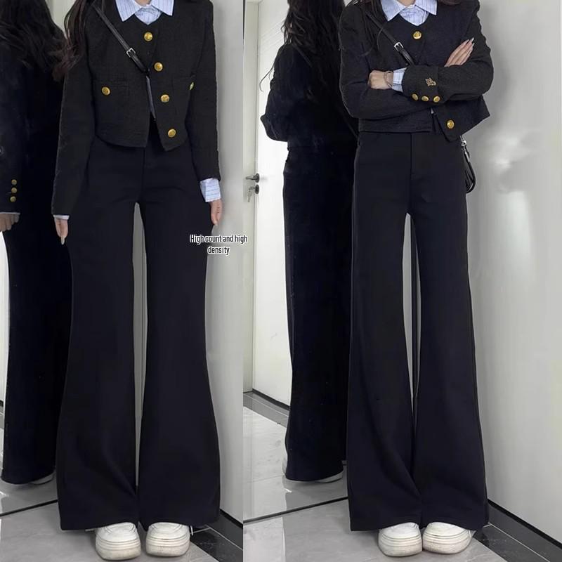 

Autumn 2024 Plus Size Black High Waist Micro Flare Jeans: Slimming Elastic Versatile Women s Pants 2XL