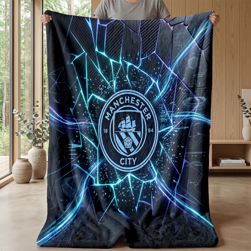 Manchester City Theme blanket Soft Flannel Blanket Plush Throw Blanket Cozy Sofa Bed Blanket for Home Decor