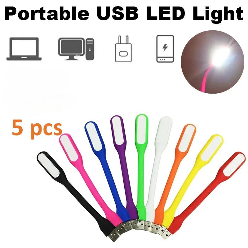 5PCS Mini USB LED Book Light Portable Eye Protection Night Lights Bendable Table Lamps Reading Lamp for Power Bank Laptop
