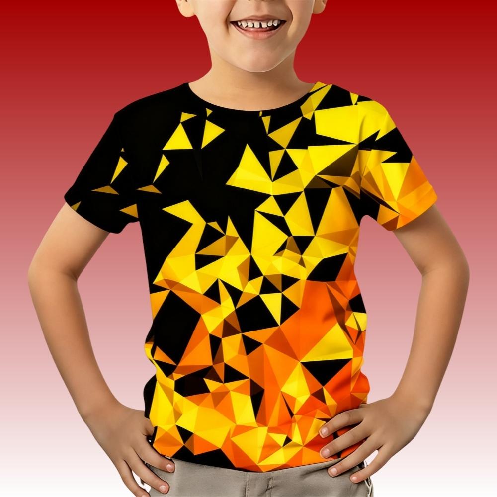 

Детская одежда градиент геометрия 3D печать футболка с коротким рукавом, повседневный топ для мальчиков, детская футболка 140