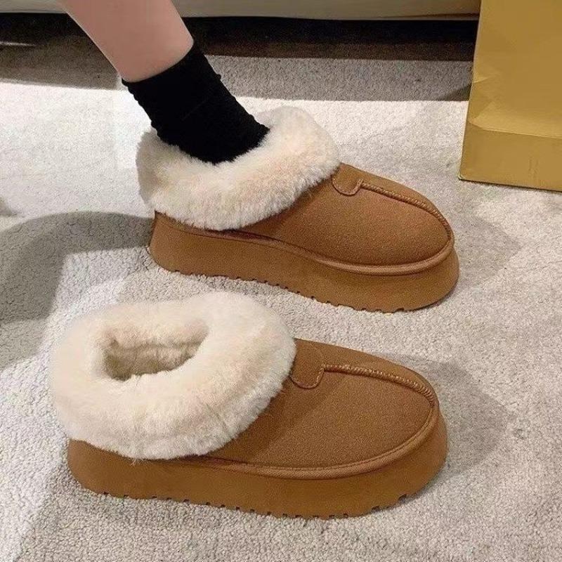 Winter plush thickened fluffy shoes short snow boots women's new thick-soled warm one-pedal cotton shoes
