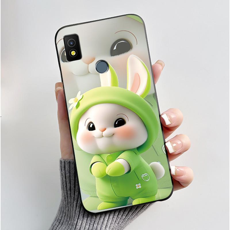 Etui Luksusowe Urocze Króliczek Miłość Śmieszne Czarne Miękkie Silikonowe TPU Ochronne Etui na Telefon dla Cricket Icon4 Tylna Klapka