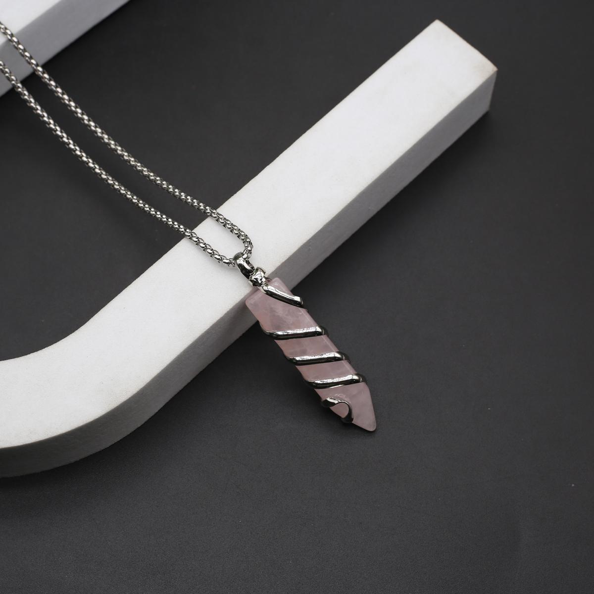 

Женское ожерелье из натурального камня в форме меча, обмотка, кулон, ожерелье для женщин, подарочная цепочка на день рождения, 60 см 15x60mm