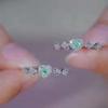 Huitan Love Heart Design Rings with Blue Cubic Zirconia Dainty Sweet Romantic Accessories Chic Delicate Wedding Band Zircon