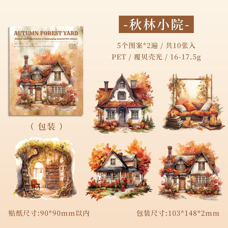 10 pcs Vintage Window PET Stickers pack Creativity Adhesive Diy Hand Account Diary Album Scrapbooking material Craft Supplies