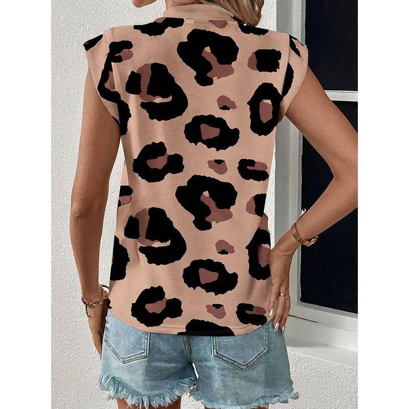 Fashion Leopard Print Print Sleeveless Pullover Tops Women 2025 Summer New Arrival Casual Loose I-Shaped Round Neck Vest Women