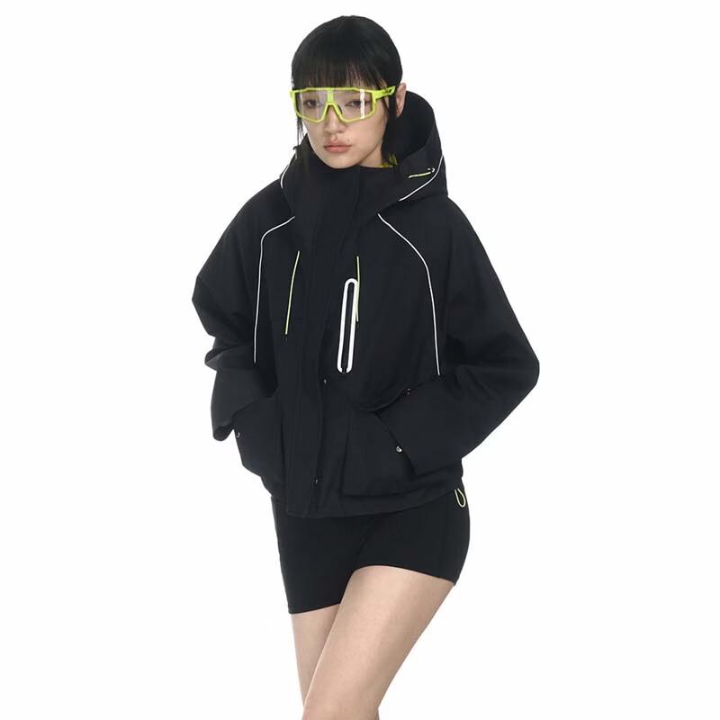 Women's Short Hooded Windbreaker Jacket