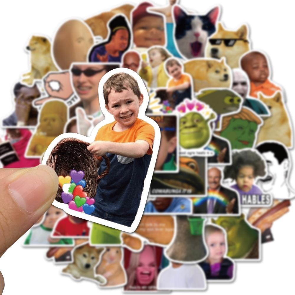 Funny Emoticon 50pcs Stickers Set Waterproof Laptop Suitcase Hand Account Decor