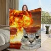 Cute cartoon funny cat meme abstract Flannel warm comfort soft plush blanket for sofa living room hogar bedroom travel gift home