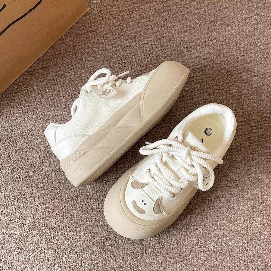 Dopamine Big Head Canvas Shoes Women's 2025 New Spring Versatile Platform White Shoes Niche Shoes Bread Shoes
