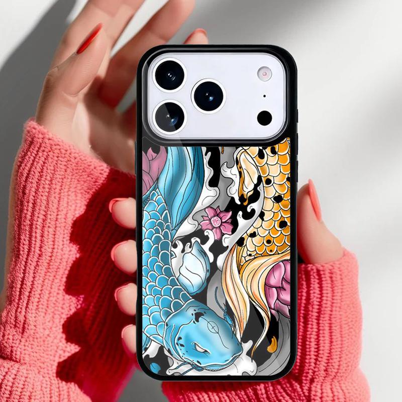 Koi Carp Fish Phone Case for iPhone 17 16 15 14 13 Pro Max Back Cover for 12 11 Pro Coque