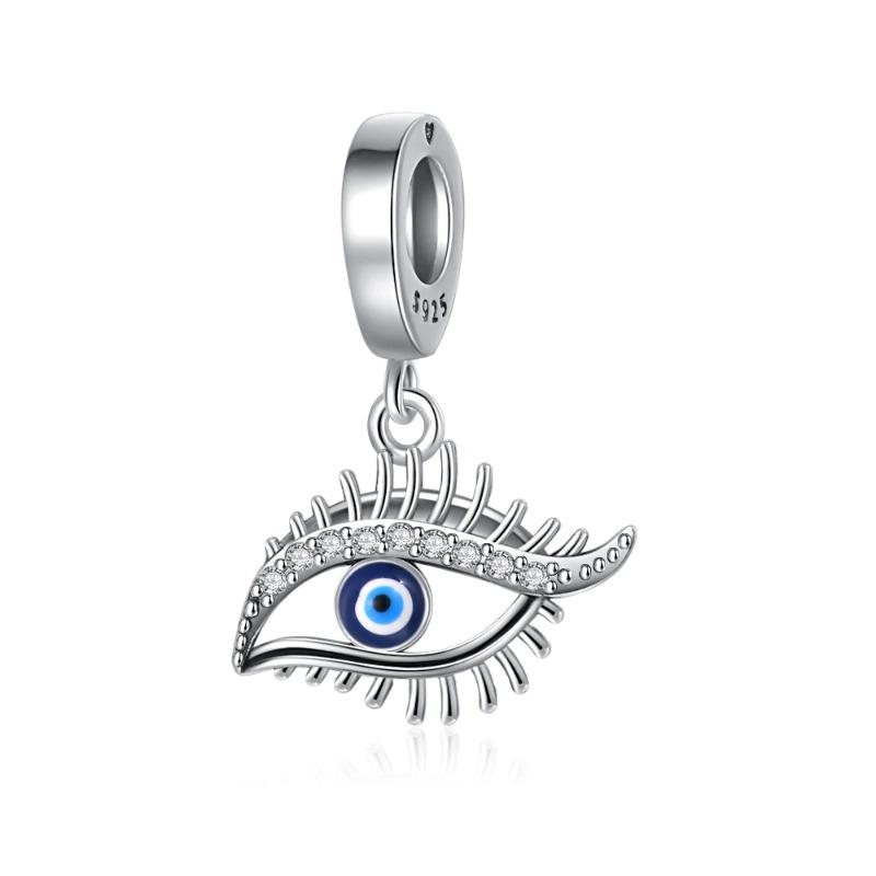 925 Silver Eye of Greece Devil Pendant Charm Bead for DIY Women Jewelry Bracelet Necklace