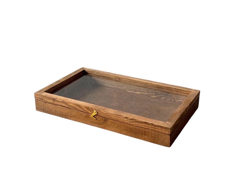 HERGESTELLT VON... Braune Holzvitrine MB-S10010 Acryl-Display-Vitrine für Schmuck, Accessoires und Sammlungen