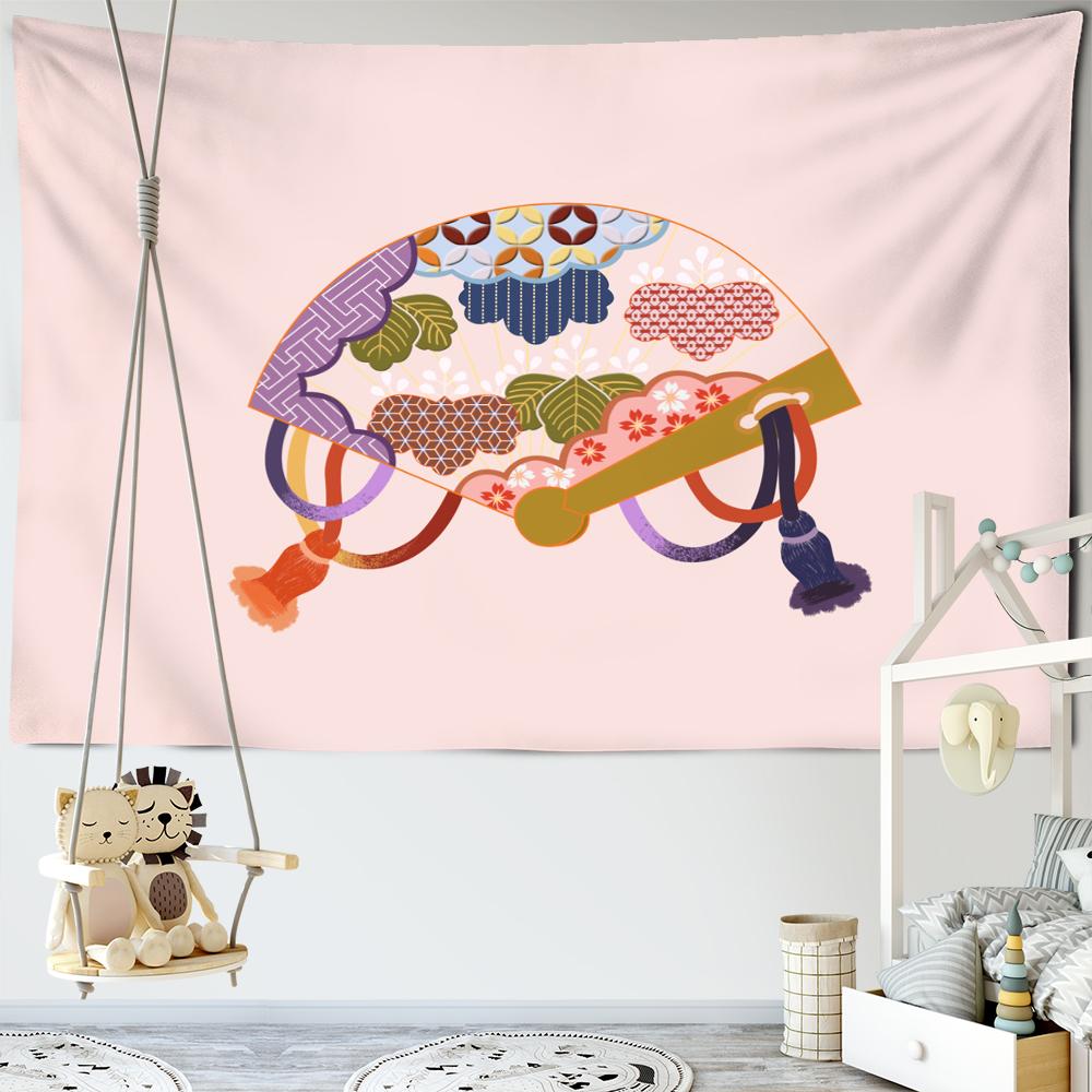 Chinesischer antiker Faltfächer Wandteppich Wandbehang Einfache Kunst Böhmische Landschaftsmalerei Ästhetik Zimmer Heimdekor