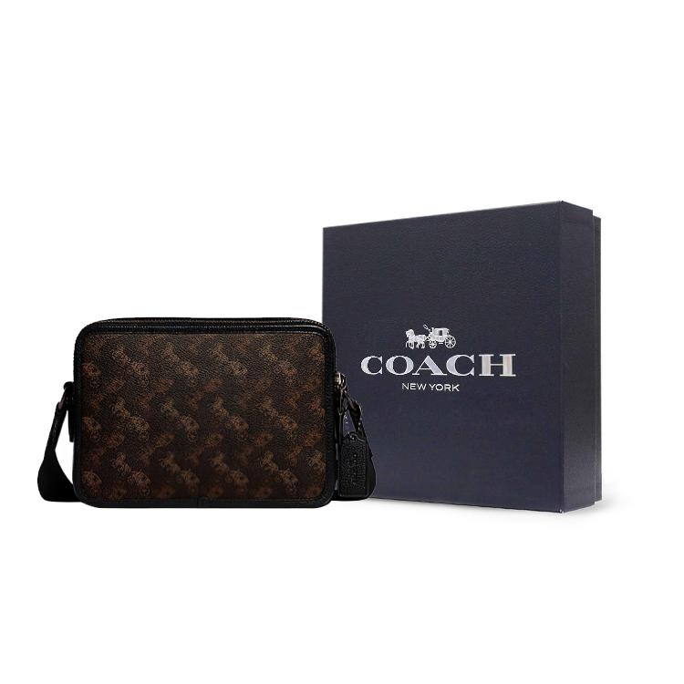 New COACH Cow Leather PVC Shoulder Bag, Crossbody Bag Medium Men's Tan CH764-A7U