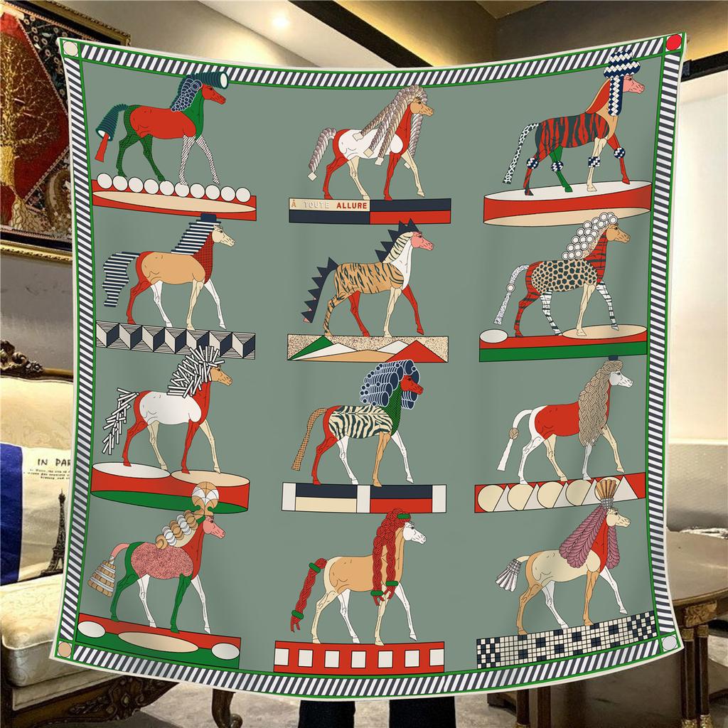 Sciarpa Quadrata da Donna in Finta Seta e Lana 110X110M Elegante Chic Lusso Regalo di Natale Compleanno Festa Ufficio Wrap Quotidiano