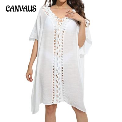 Summer Women's Cover Up Plus Size Splicing Loose Dress Beach Bikini Cover Up Beach Smock