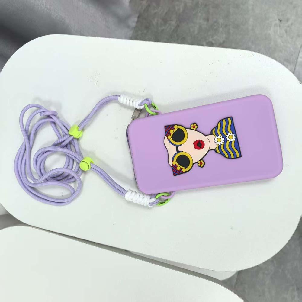 Anti-lost Hanging Neck Phone Bag Cartoon Modern Lady Storage Bag Zipper Soft Shoulder Case  School