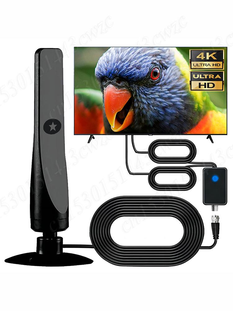 

TV Digital Antenna with Signal Booster Portable Antenna 50 Miles Range High Gain Aerial 25DBI Plug Play for Smart Digital TV China Mainland