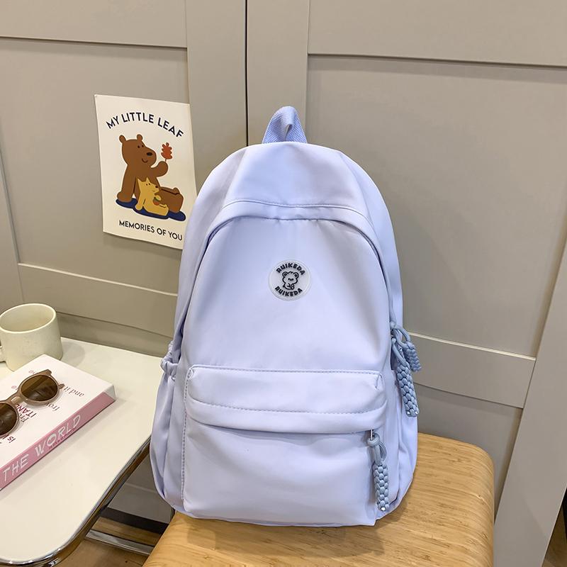 Student School Bag Women's Large Capacity Backpack Solid Color Backpack