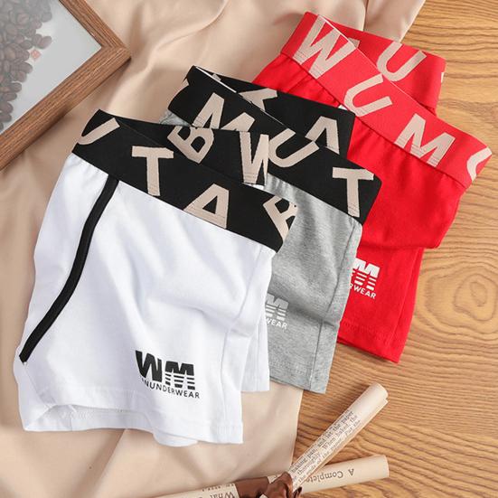 Men Boxer Underwear Elastic Mid-Waist Design Breathable Shorts Briefs Letter Print U-Convex Smooth Wiring Panties