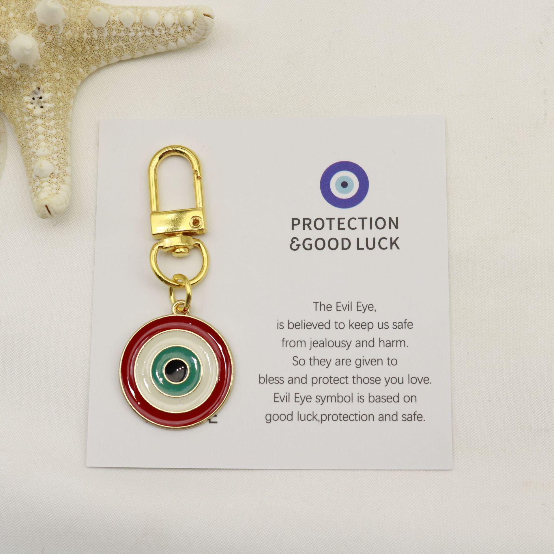 Blue Evil Eye Keychain Pendant and Good Luck Card