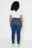 Women's Style Plus Size Dark Blue High Waist Destroy Detailed Stretchy Skinny Jeans