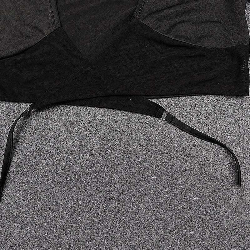 Sexy Black Crop Tops Streetwear Women Fashion 2024 Lace Up Bandage V Neck Cut Out Long Sleeve T Shirts