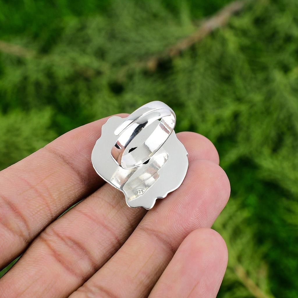 Gift For Her Natural Tibetan Turquoise Promise Adjustable Ring 925 Silver