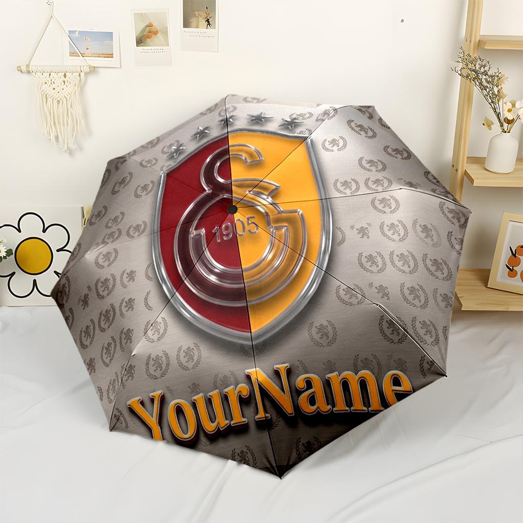 Galatasaray1 Customized Name Umbrella Compact Travel Automatic Umbrella Compact Durable 8-Rib Foldable Design Perfect for Outdoor Adventures Elegant