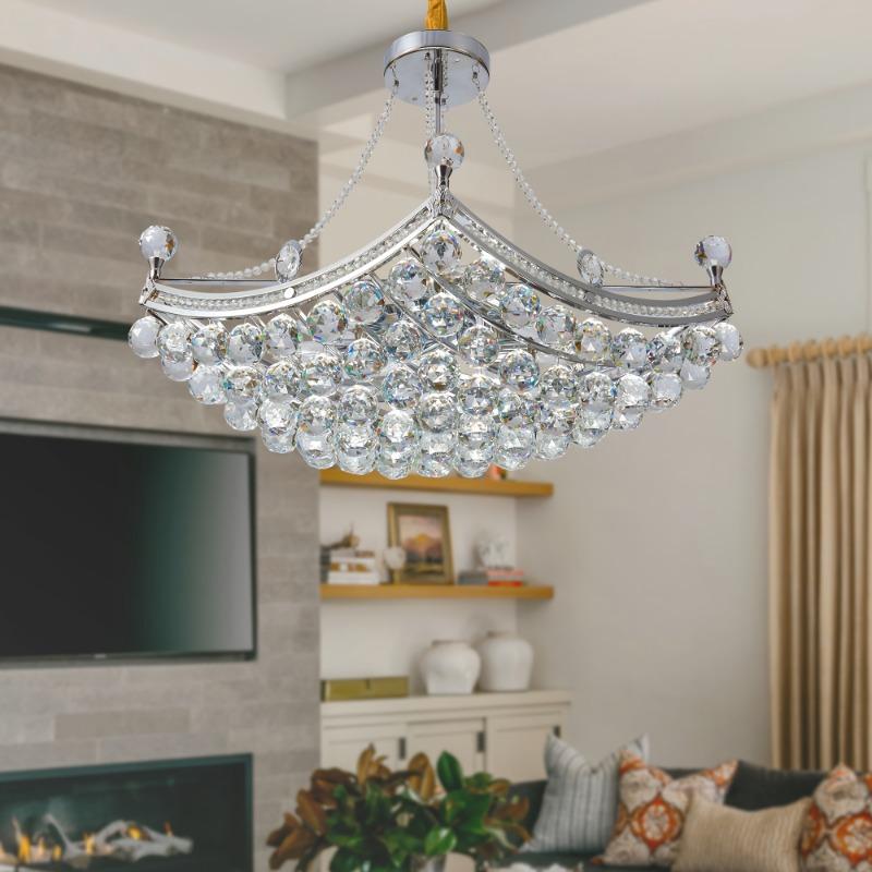 

Современная простая хрустальная люстра для гостиной Diameter 63cm-6 headlamps серебряный