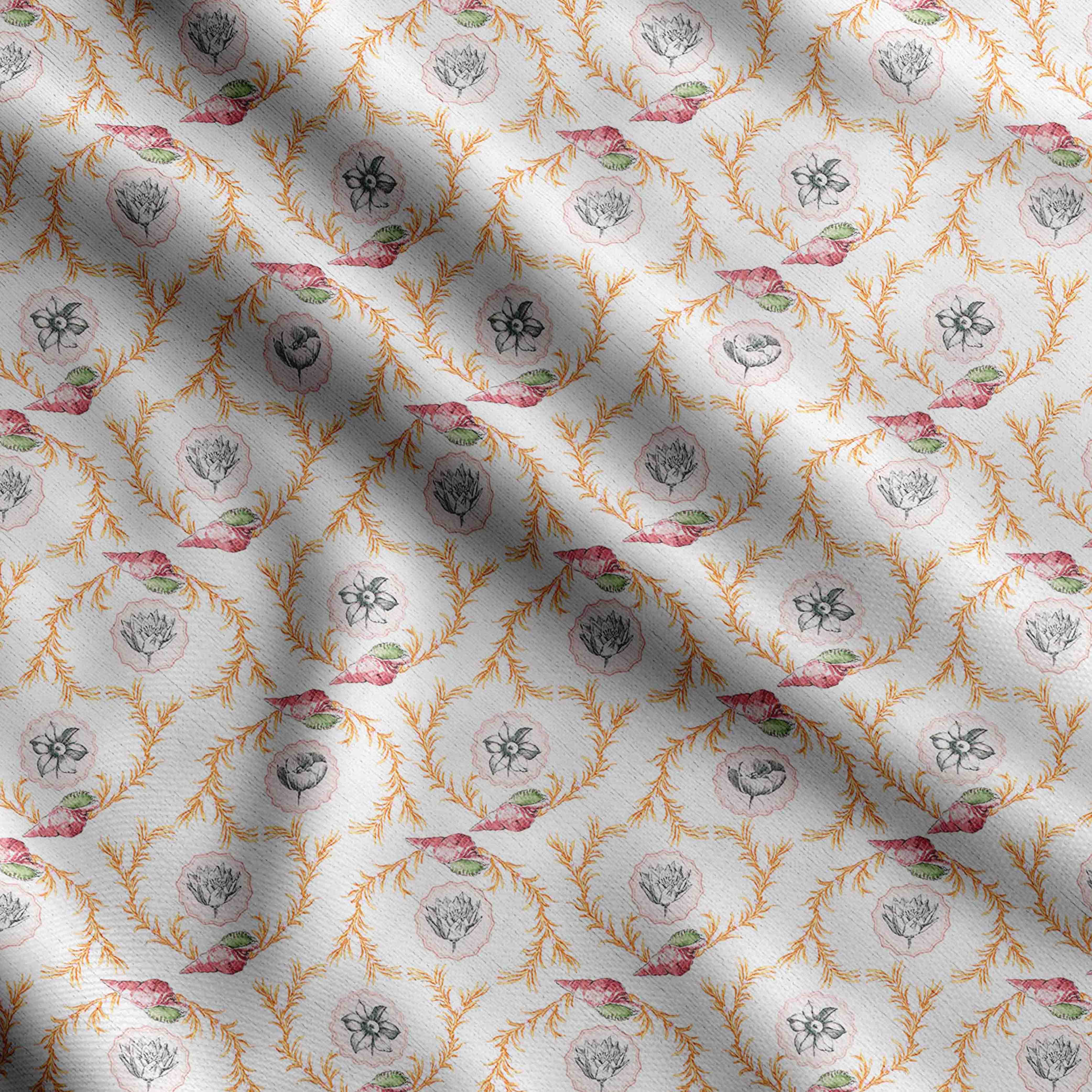 

Soimoi Sea Shell Print, бавовняний кембрік, стьобальна тканина, продана The Yard шириною 42 дюйми, бавовняна тканина середньої щільності, 42 Inch Wide - Cotton Cambric білий