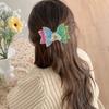 Girl Hairpin Three-Dimensional Bow Shape Rainbow Gradient Color Glitter Hair Clip Side Bangs Party Hair Accessory