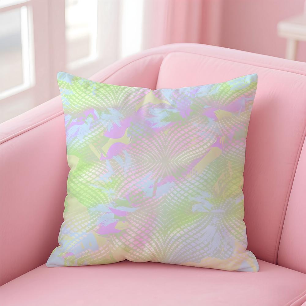 Abstract Trippy Colorful Art Psychedelic Texture Cushion Cover Pillowcase Short Plush Invisible Zipper Room Sofa Cushion Cover