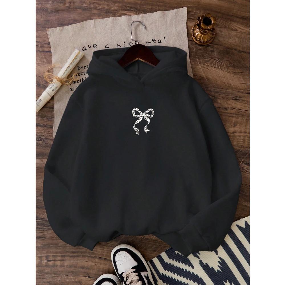 Creative Bow Leopard Printing Women Hoodies Casual Trendy Tops Y2K Style Comfortable Streetwears Clothing