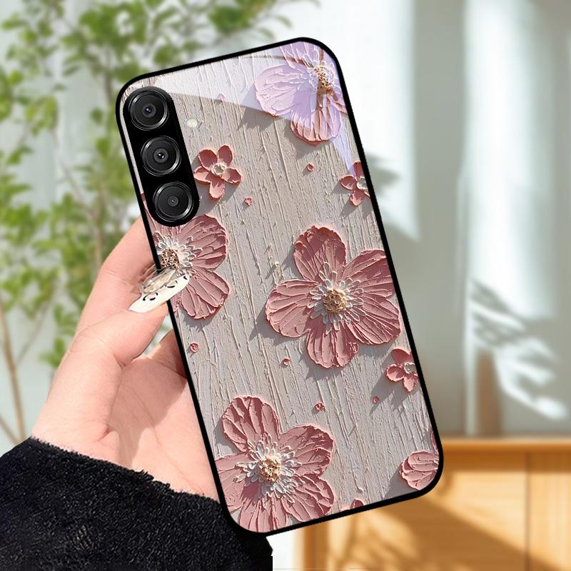 For Samsung A25 A26 Cute Case A35 A36 A55 A56 5G Tempered Glass Phone Cover For Galaxy A15 4G 5G Hard PC Glass Protective Fundas