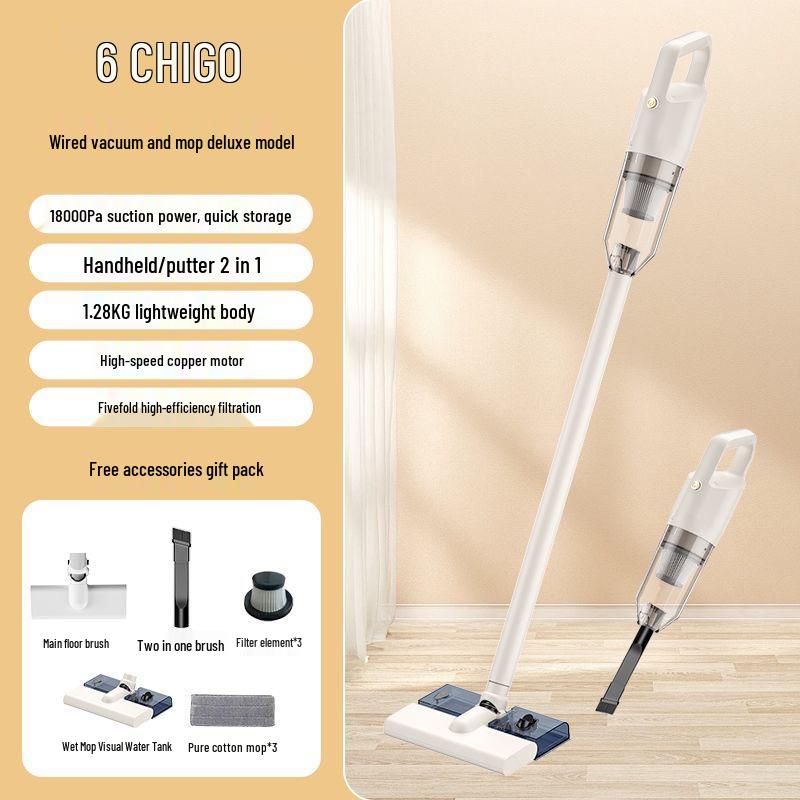 Chigo Handstaubsauger und Wischmopp kabellos: Starke Saugkraft für Tierhaare und Bodenreinigung