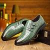 Big Size New Men Leather Dress Shoes Fashion Print Pointed Toe Business Casual Brogue Shoes