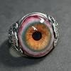 Alloy Realistic Eyeball Rings Carving Patterns Dark Lore Adjustable Open Ring Gothic Vintage Realistic Bloodshot Eye Band Ring